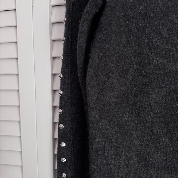 Zadig & Voltaire Merino Wool Cashmere Studded Mock Neck Sweater Charcoal Small - Picture 8 of 15